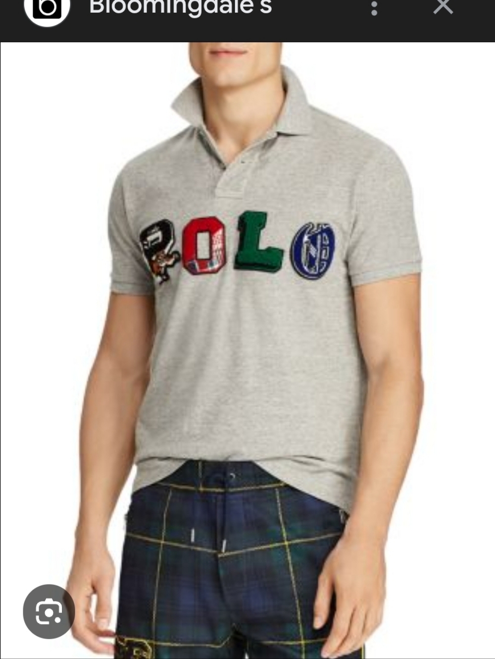 Polo by Ralph Lauren Gray Polo with Multicolor Embroidered Lettering